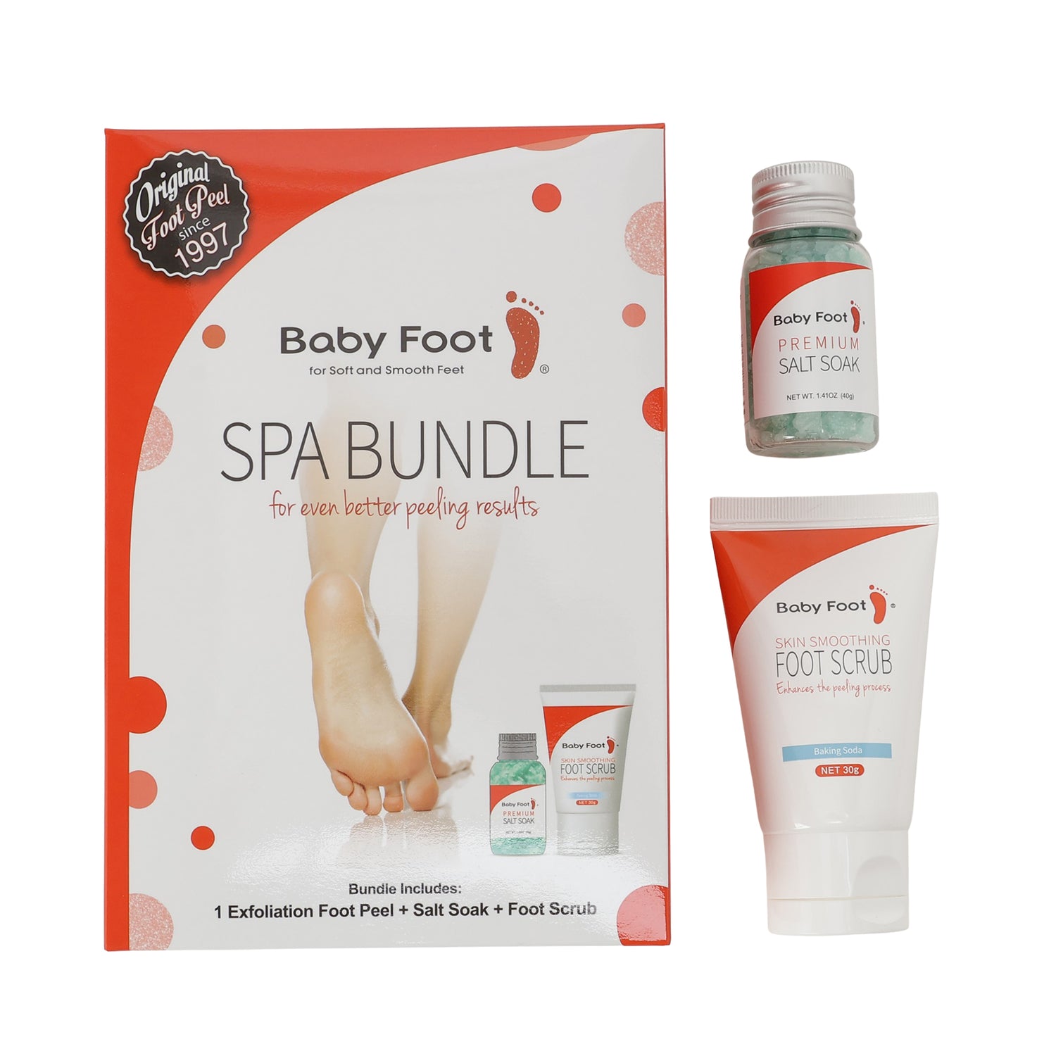 Baby Foot Baby Foot Spa Bundle with foot soak basin, massage tools, and skincare products for at-home foot care relaxation.