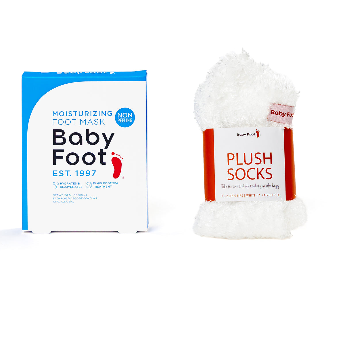 Baby Foot Moisturizing Foot Mask and White Plush Socks