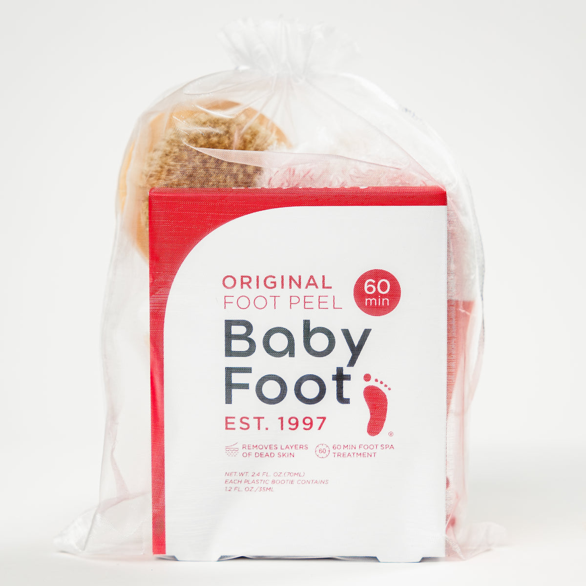Baby Foot exfoliating foot peel from The Foot Care Essentials Bundle, showing the product tube and packaging.