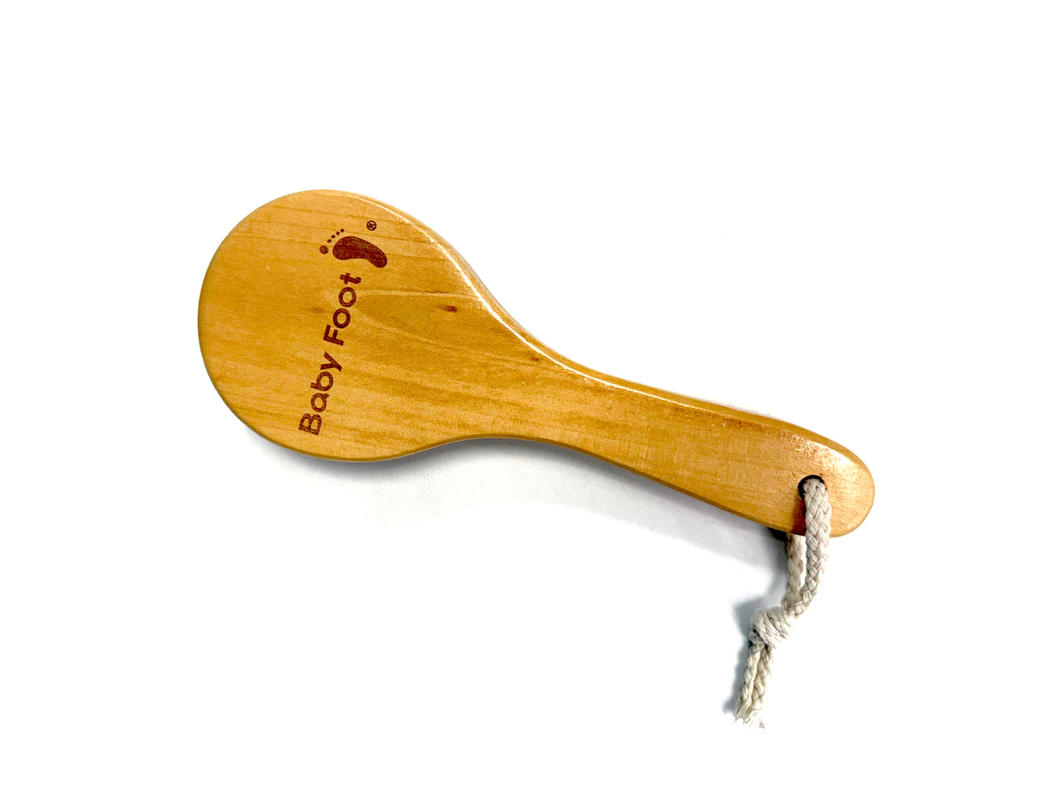 Baby Foot foot brush for exfoliating and cleaning feet, shown in use with soft bristles for gentle foot care.